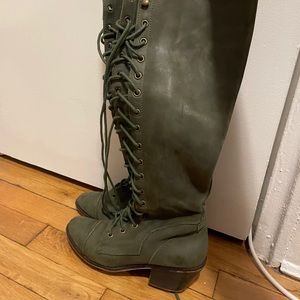Knee-High Lace-Up Olive Jeffrey Campbell Boots